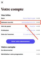Modifier adresse courriel