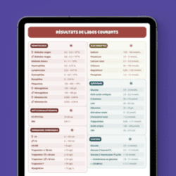 Fiche de résultats de laboratoires courants en soins infirmiers